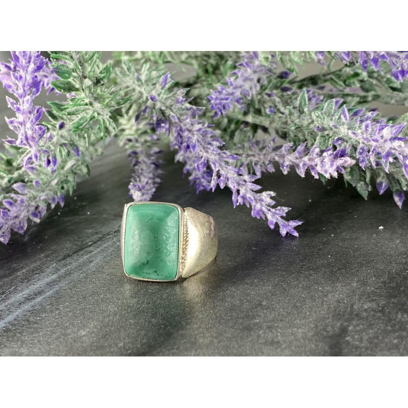 Sky Jewelry Мужское Серебряное Кольцо 925 проба с зеленым Нефритом