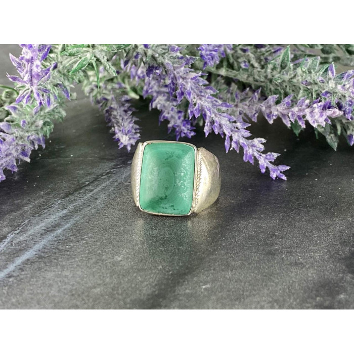 Sky Jewelry Мужское Серебряное Кольцо 925 проба с зеленым Нефритом