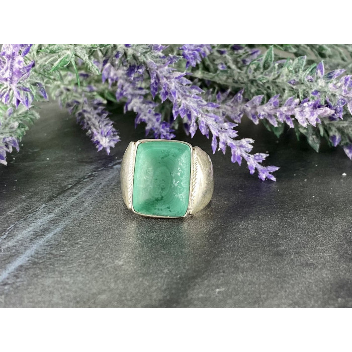 Sky Jewelry Мужское Серебряное Кольцо 925 проба с зеленым Нефритом