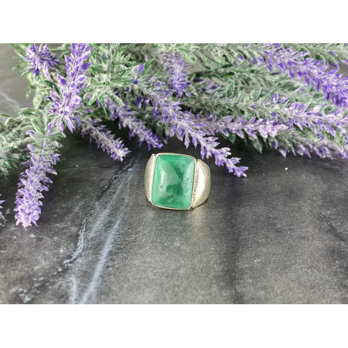 Sky Jewelry Мужское Серебряное Кольцо 925 проба с зеленым Нефритом