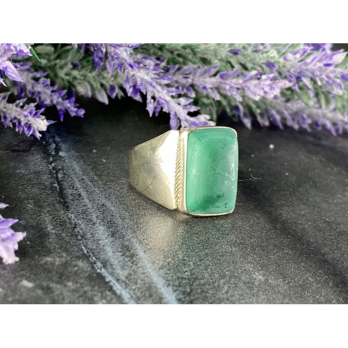 Sky Jewelry Мужское Серебряное Кольцо 925 проба с зеленым Нефритом