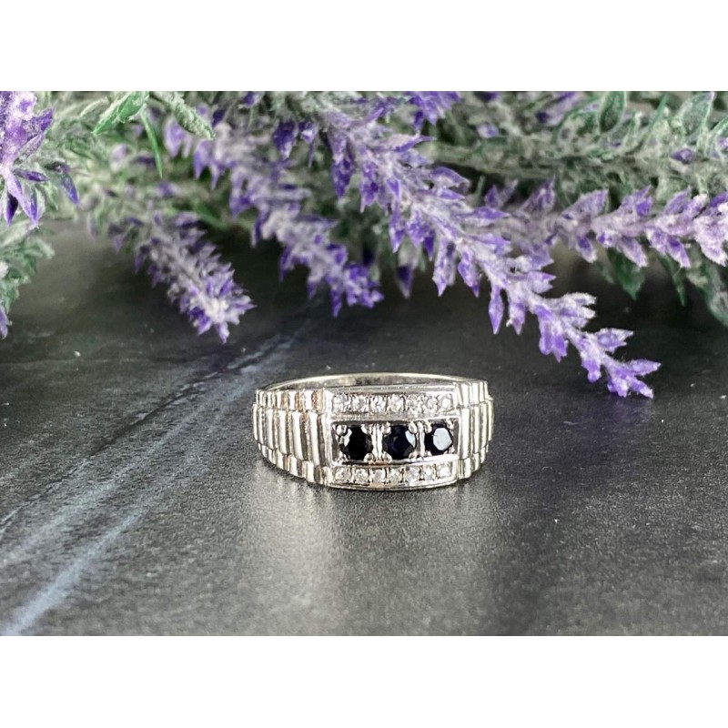 Sky Jewelry Мужское Серебряное Кольцо 925 проба с камнями Шпинель и Фианиты