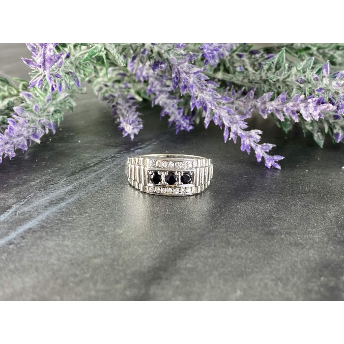 Sky Jewelry Мужское Серебряное Кольцо 925 проба с камнями Шпинель и Фианиты