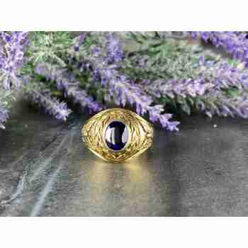 Sky Jewelry Мужское Серебряное Кольцо в позолоте 925 проба с Сапфиром