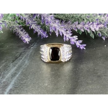 Sky Jewelry Мужское Серебряное Кольцо 925 проба с Черным Нефритом и Фианитами