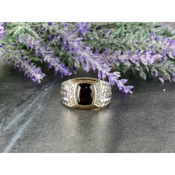 Sky Jewelry Мужское Серебряное Кольцо 925 проба с Черным Нефритом и Фианитами