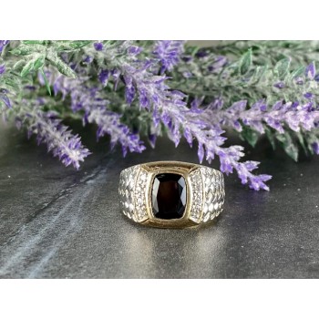 Sky Jewelry Мужское Серебряное Кольцо 925 проба с Черным Нефритом и Фианитами