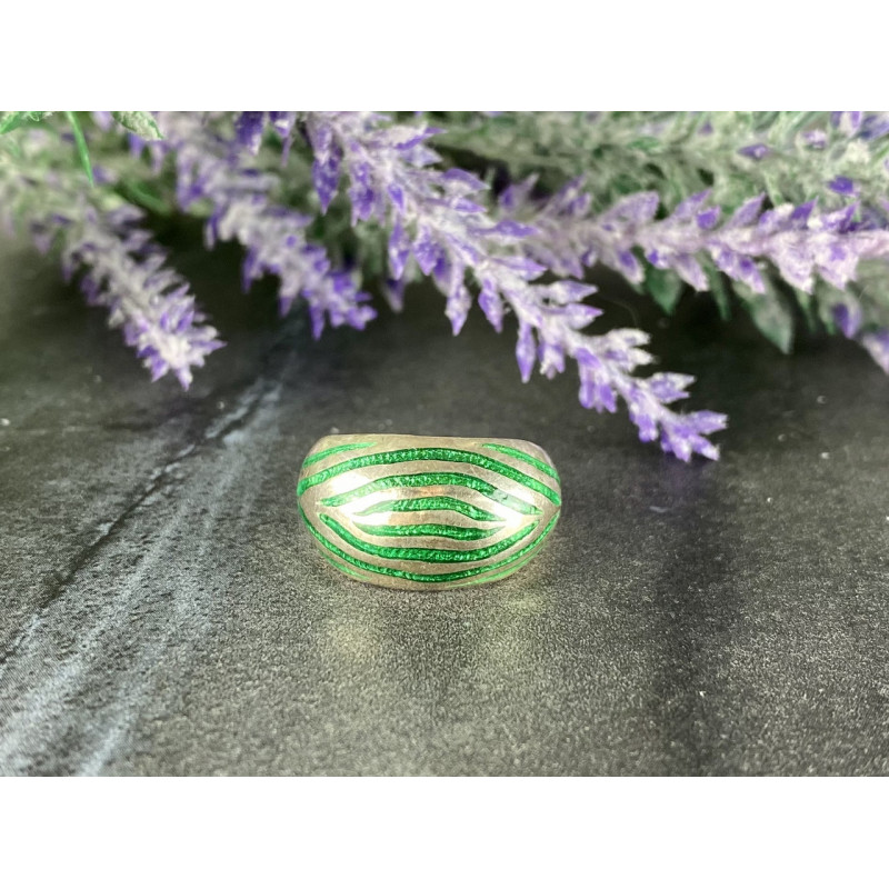 Sky Jewelry Серебряное Кольцо 925 проба со вставками из Зеленой Эмали
