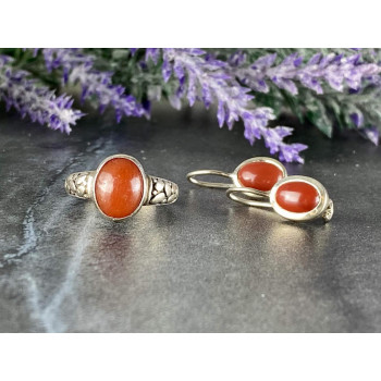 Sky Jewelry Винтажный Серебряный набор с Красным Жадеитом