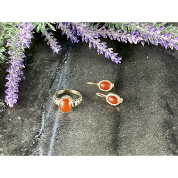 Sky Jewelry Винтажный Серебряный набор с Красным Жадеитом