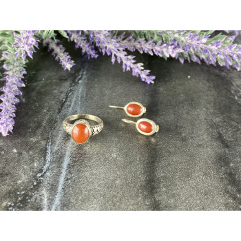 Sky Jewelry Винтажный Серебряный набор с Красным Жадеитом