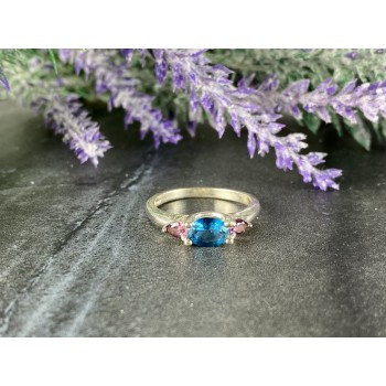 Sky Jewelry Серебряное кольцо с Голубой и Розовой Шпинелью