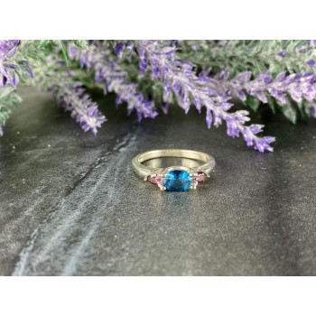 Sky Jewelry Серебряное кольцо с Голубой и Розовой Шпинелью