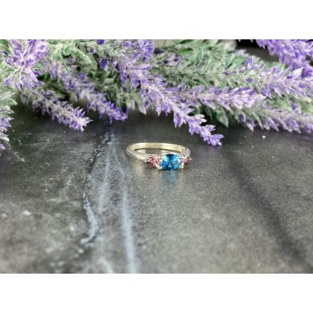 Sky Jewelry Серебряное кольцо с Голубой и Розовой Шпинелью