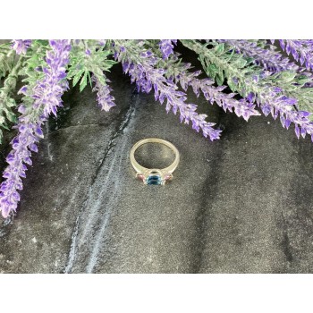 Sky Jewelry Серебряное кольцо с Голубой и Розовой Шпинелью