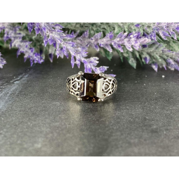 Sky Jewelry Серебряное кольцо с камнем Гессонит *Ажур*