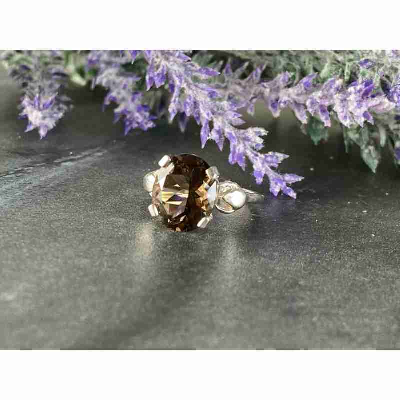 Sky Jewelry Серебряное кольцо с камнем Гессонит