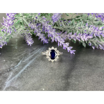 Sky Jewelry Серебряное кольцо 925 пробы с синим и белым Сапфиром