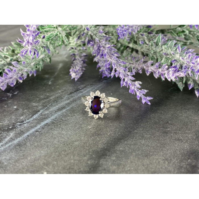 Sky Jewelry Серебряное кольцо 925 пробы с синим и белым Сапфиром