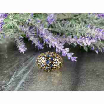 Sky Jewelry Серебряное кольцо в позолоте с камнями Танзанит   925 проба