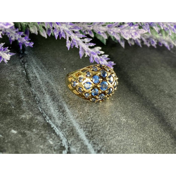 Sky Jewelry Серебряное кольцо в позолоте с камнями Танзанит   925 проба