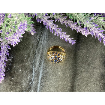 Sky Jewelry Серебряное кольцо в позолоте с камнями Танзанит   925 проба