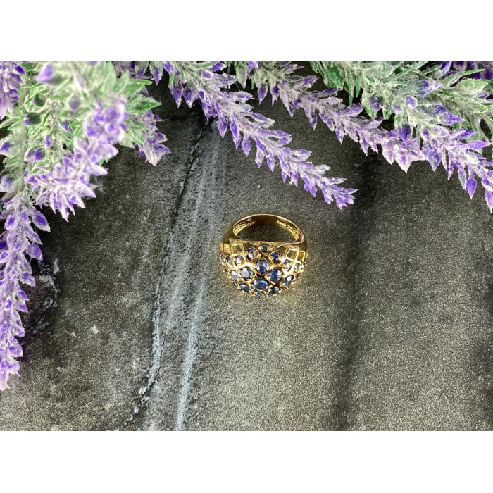 Sky Jewelry Серебряное кольцо в позолоте с камнями Танзанит   925 проба