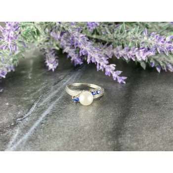 Sky Jewelry Серебряное кольцо с Жемчугом и Синей Шпинелью
