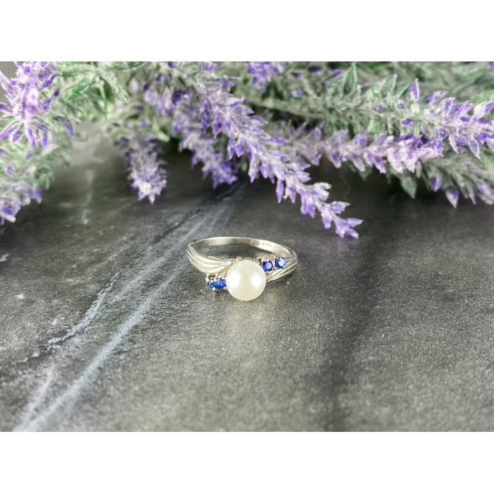 Sky Jewelry Серебряное кольцо с Жемчугом и Синей Шпинелью