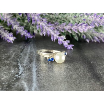 Sky Jewelry Серебряное кольцо с Жемчугом и Синей Шпинелью