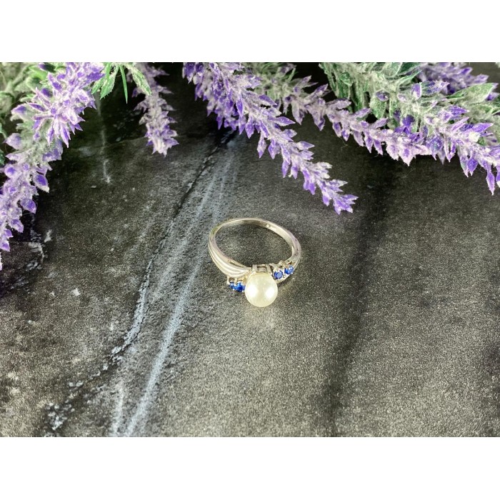 Sky Jewelry Серебряное кольцо с Жемчугом и Синей Шпинелью