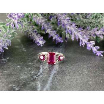 Sky Jewelry Серебряное кольцо с Рубинами  925 проба