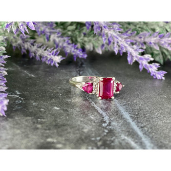 Sky Jewelry Серебряное кольцо с Рубинами  925 проба