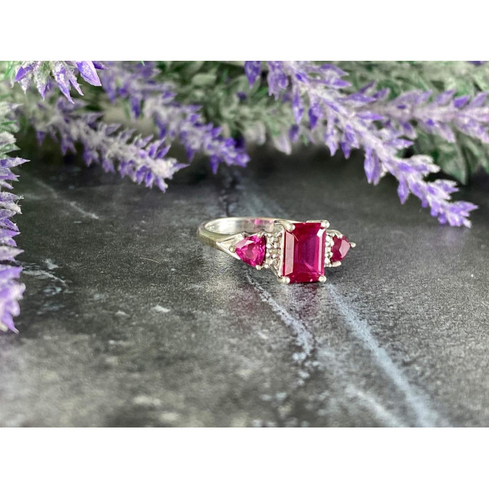 Sky Jewelry Серебряное кольцо с Рубинами  925 проба