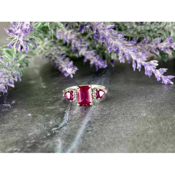 Sky Jewelry Серебряное кольцо с Рубинами  925 проба