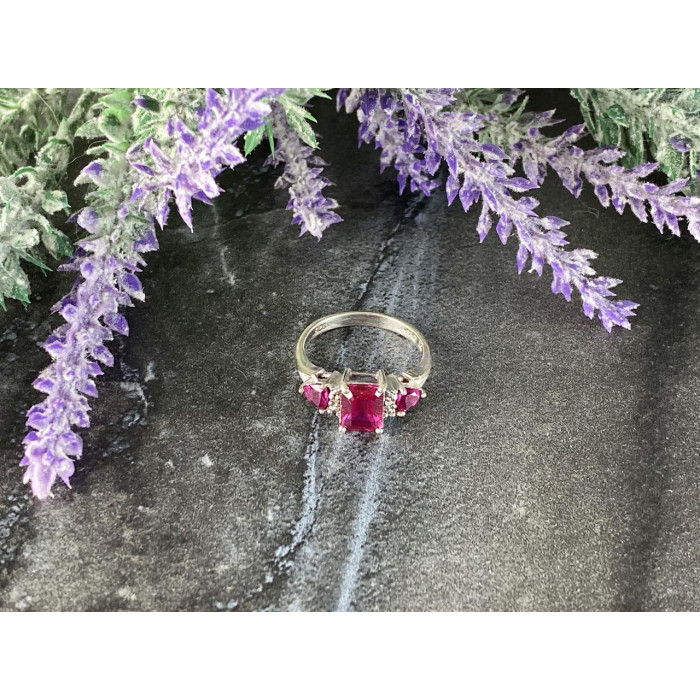 Sky Jewelry Серебряное кольцо с Рубинами  925 проба