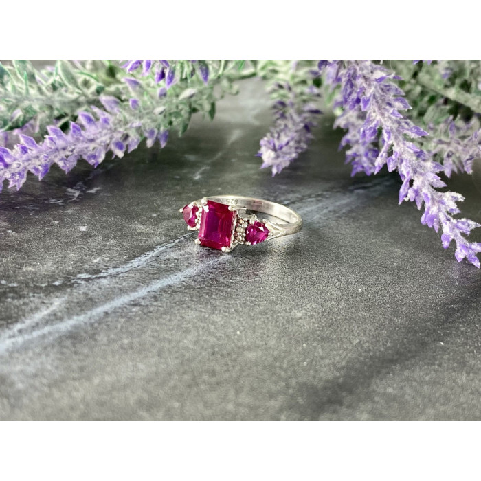 Sky Jewelry Серебряное кольцо с Рубинами  925 проба