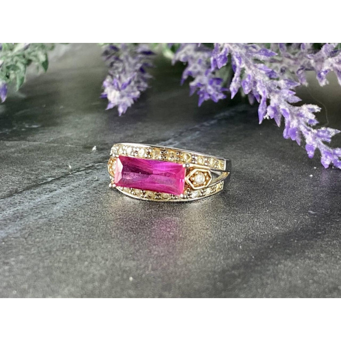 Sky Jewelry Серебряное кольцо с Розовым Топазом и Фианитами