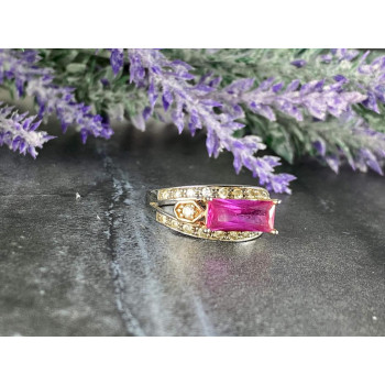 Sky Jewelry Серебряное кольцо с Розовым Топазом и Фианитами