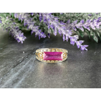 Sky Jewelry Серебряное кольцо с Розовым Топазом и Фианитами