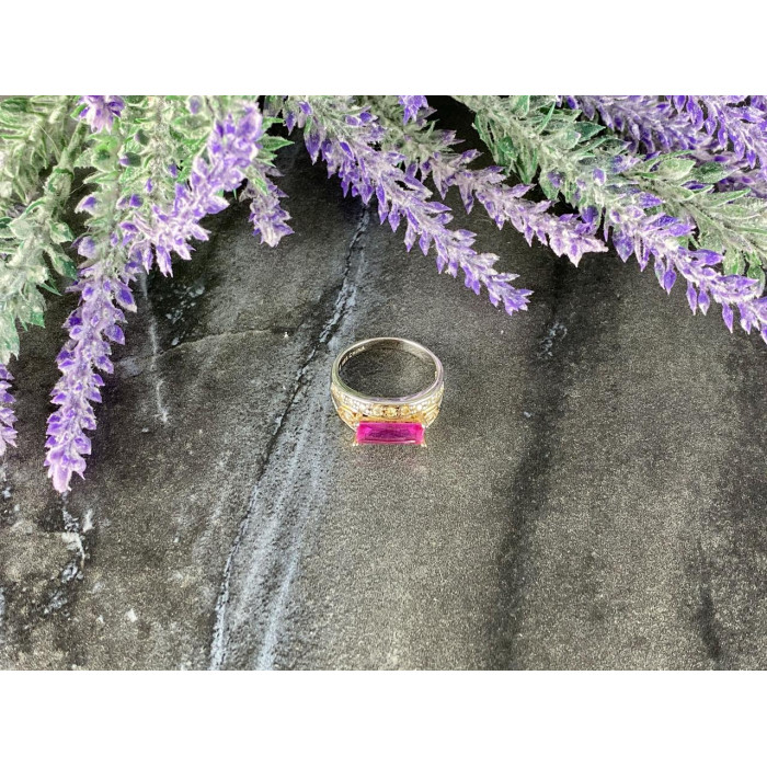 Sky Jewelry Серебряное кольцо с Розовым Топазом и Фианитами