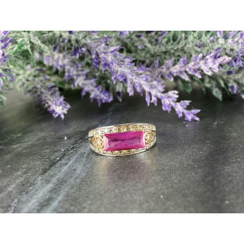 Sky Jewelry Серебряное кольцо с Розовым Топазом и Фианитами