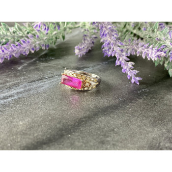Sky Jewelry Серебряное кольцо с Розовым Топазом и Фианитами