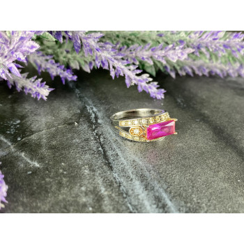 Sky Jewelry Серебряное кольцо с Розовым Топазом и Фианитами