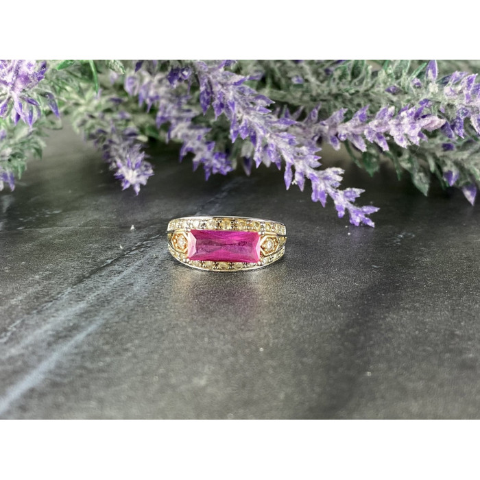 Sky Jewelry Серебряное кольцо с Розовым Топазом и Фианитами