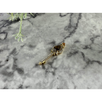 Sky Jewelry Золотой кулон с камнями Турмалин , Гелиодор и Бриллиантами *Ключик*