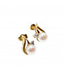 Sky Jewelry Золотые серьги-гвоздики с Жемчугом и Бриллиантами