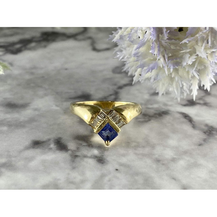 Sky Jewelry Золотое кольцо с Танзанитом и Бриллиантами