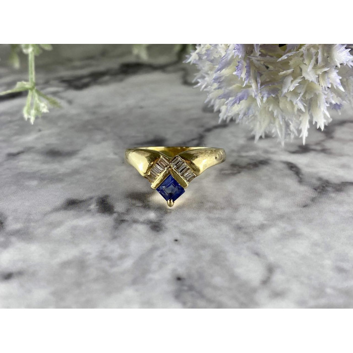 Sky Jewelry Золотое кольцо с Танзанитом и Бриллиантами