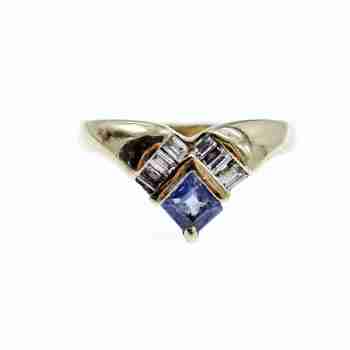 Sky Jewelry Золотое кольцо с Танзанитом и Бриллиантами